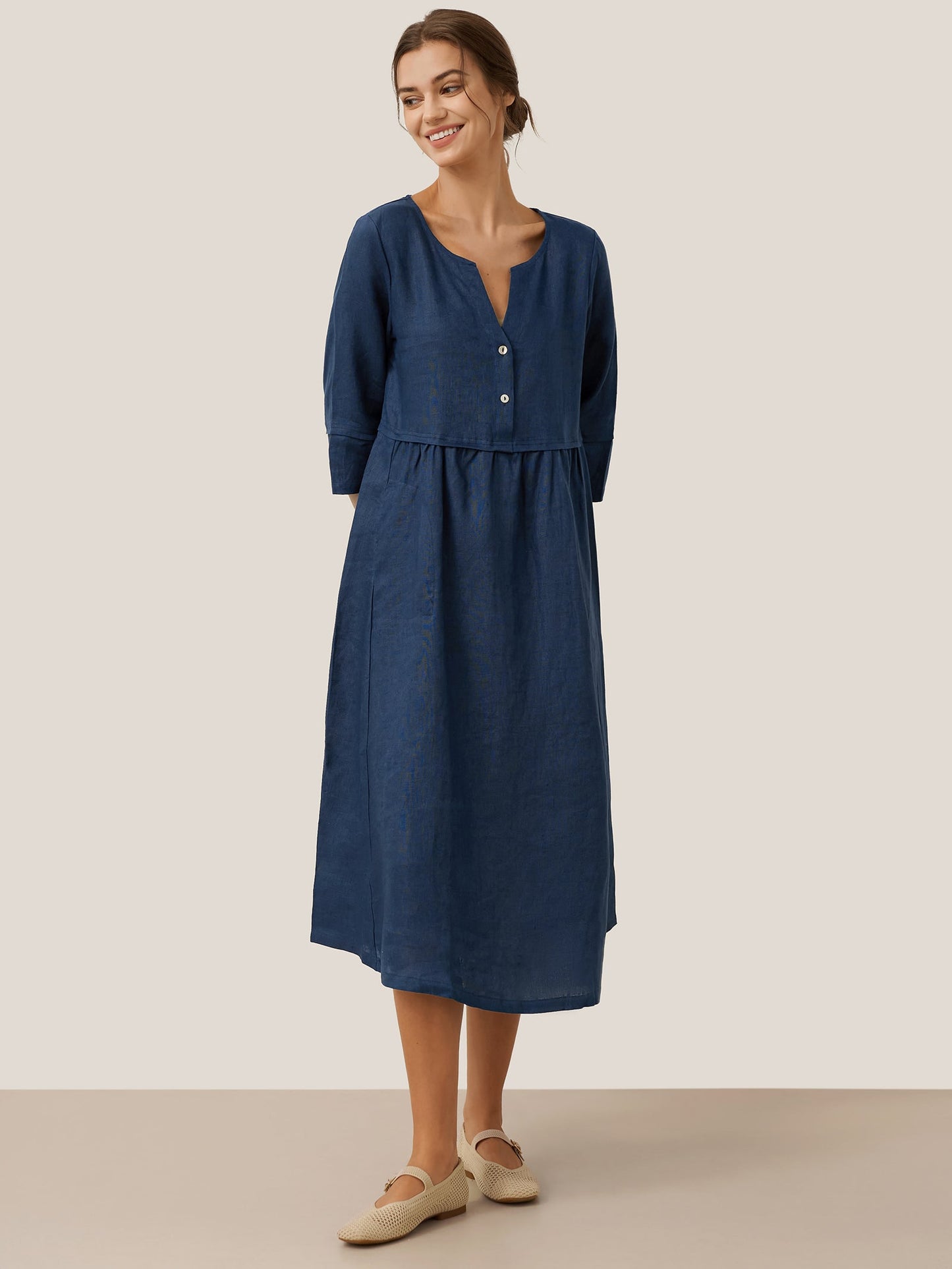LINTICO women's linen outfit with maxi dress and midi dress