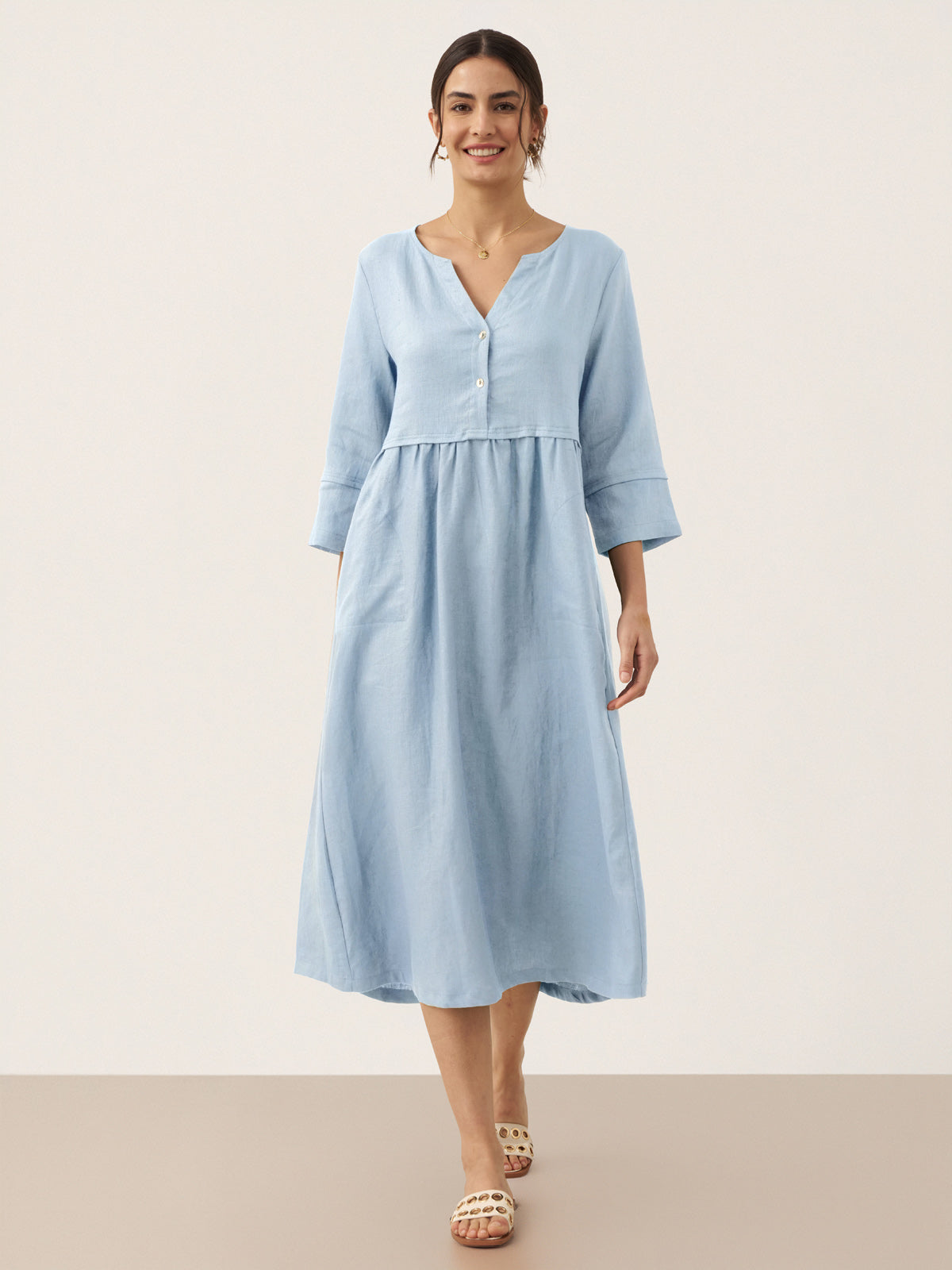 LINTICO women's linen outfit with maxi dress and midi dress