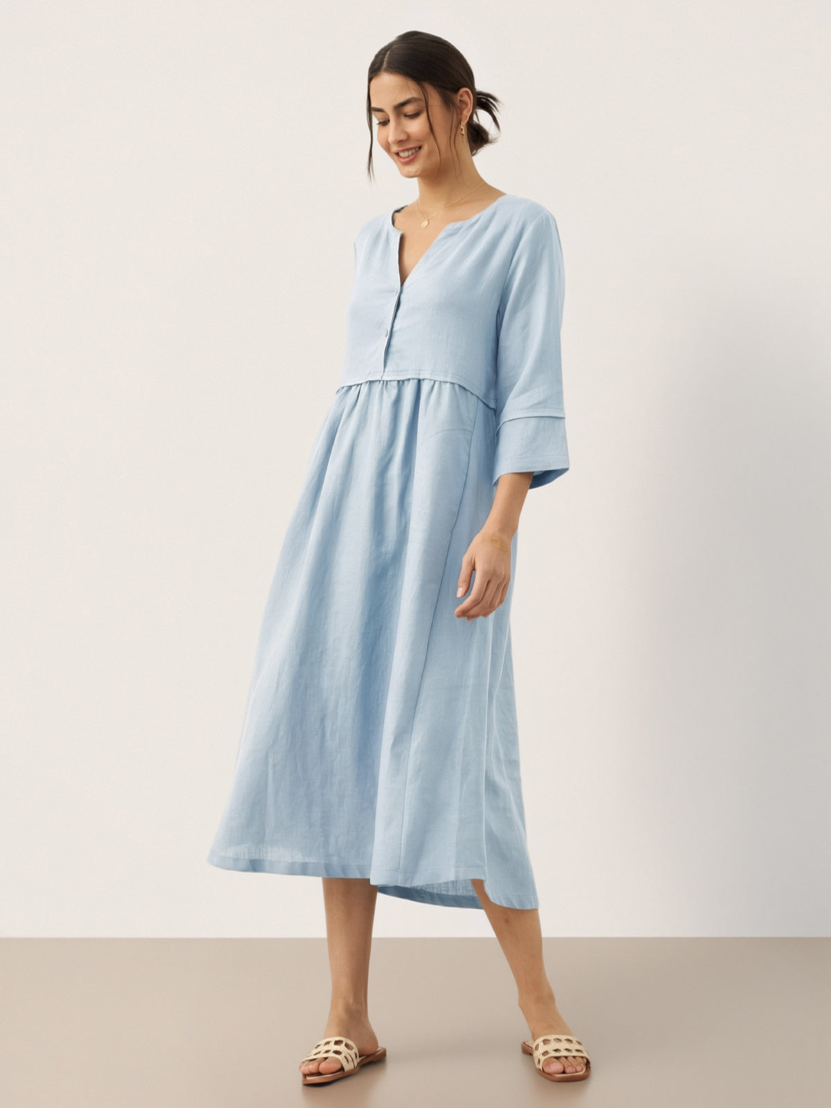 LINTICO women's linen outfit with maxi dress and midi dress