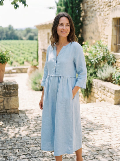 LINTICO women's linen outfit with maxi dress and midi dress