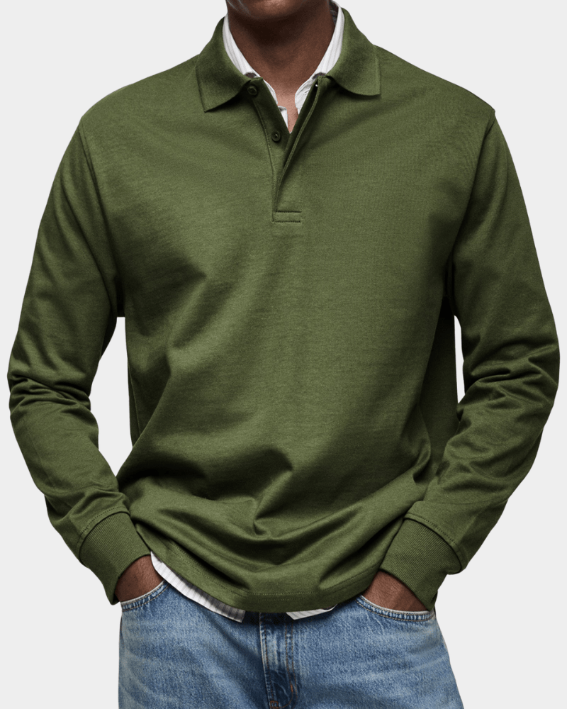 Van Delft Mode® | Comfortabele lente polo met lange mouw