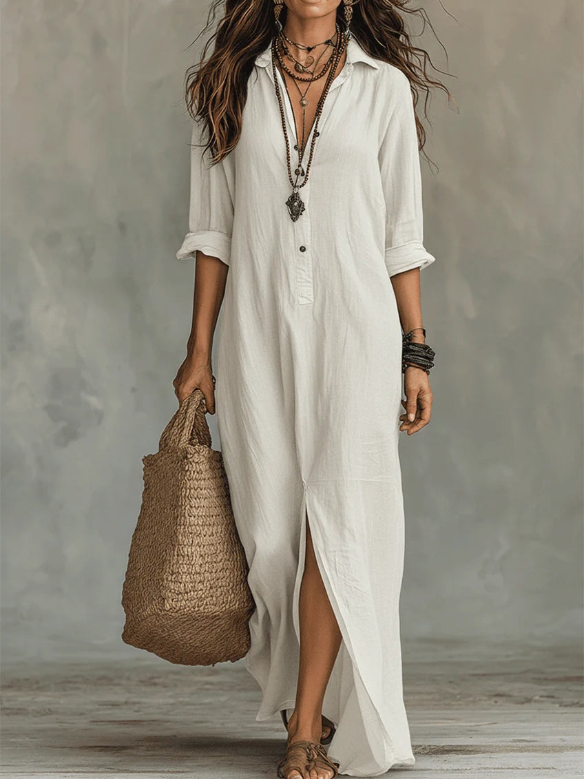 SAULE | Robe Maxi Effortless Silhouette Flatteuse Vêtements Quotidiens Polyvalents