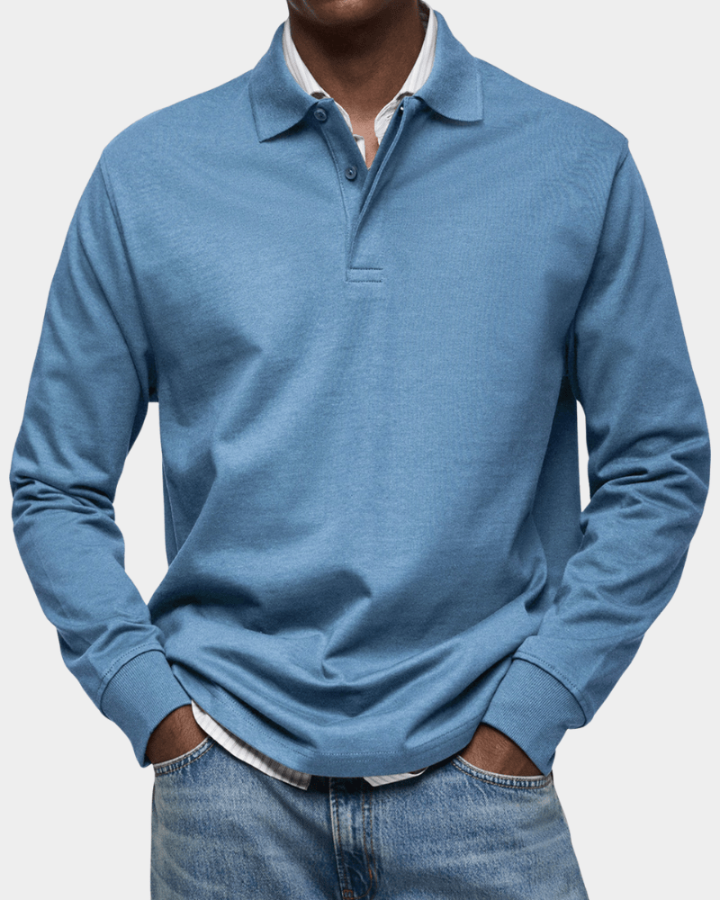 Van Delft Mode® | Comfortabele lente polo met lange mouw