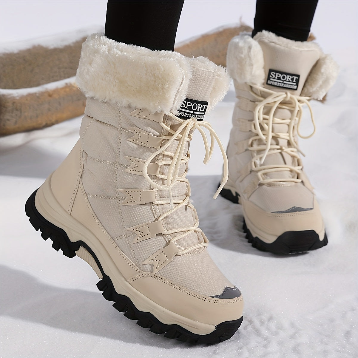 Miss | Winterlaarzen Dames Isolerend Antislipzool Waterdicht - Beige