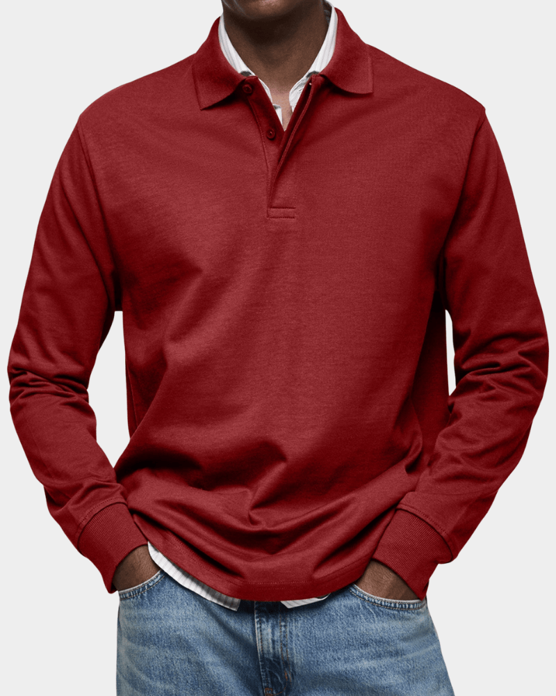 Van Delft Mode® | Comfortabele lente polo met lange mouw
