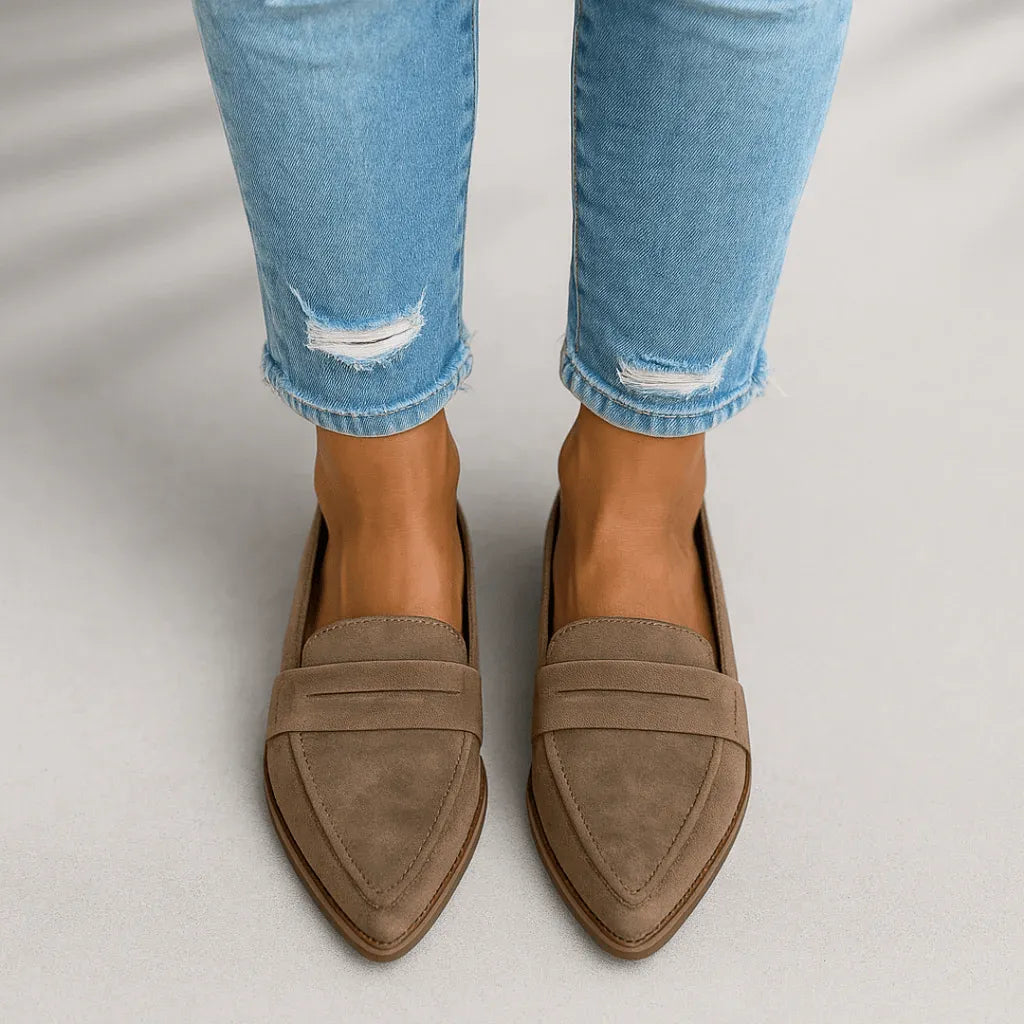 Suède Enkellaarsjes Dames | Puntige Neus Sleehak Casual - Miss Madera