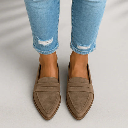 Suède Enkellaarsjes Dames | Puntige Neus Sleehak Casual - Miss Madera