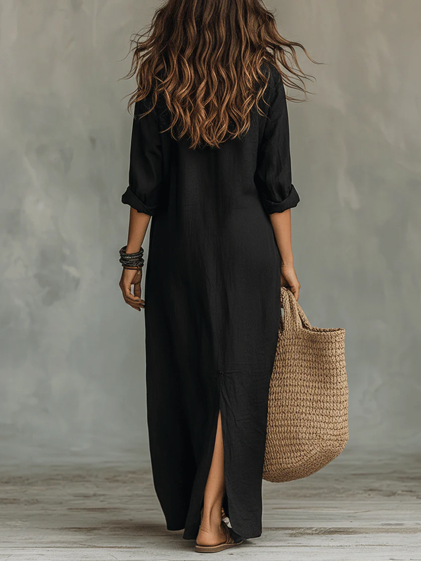 SAULE | Robe Maxi Effortless Silhouette Flatteuse Vêtements Quotidiens Polyvalents