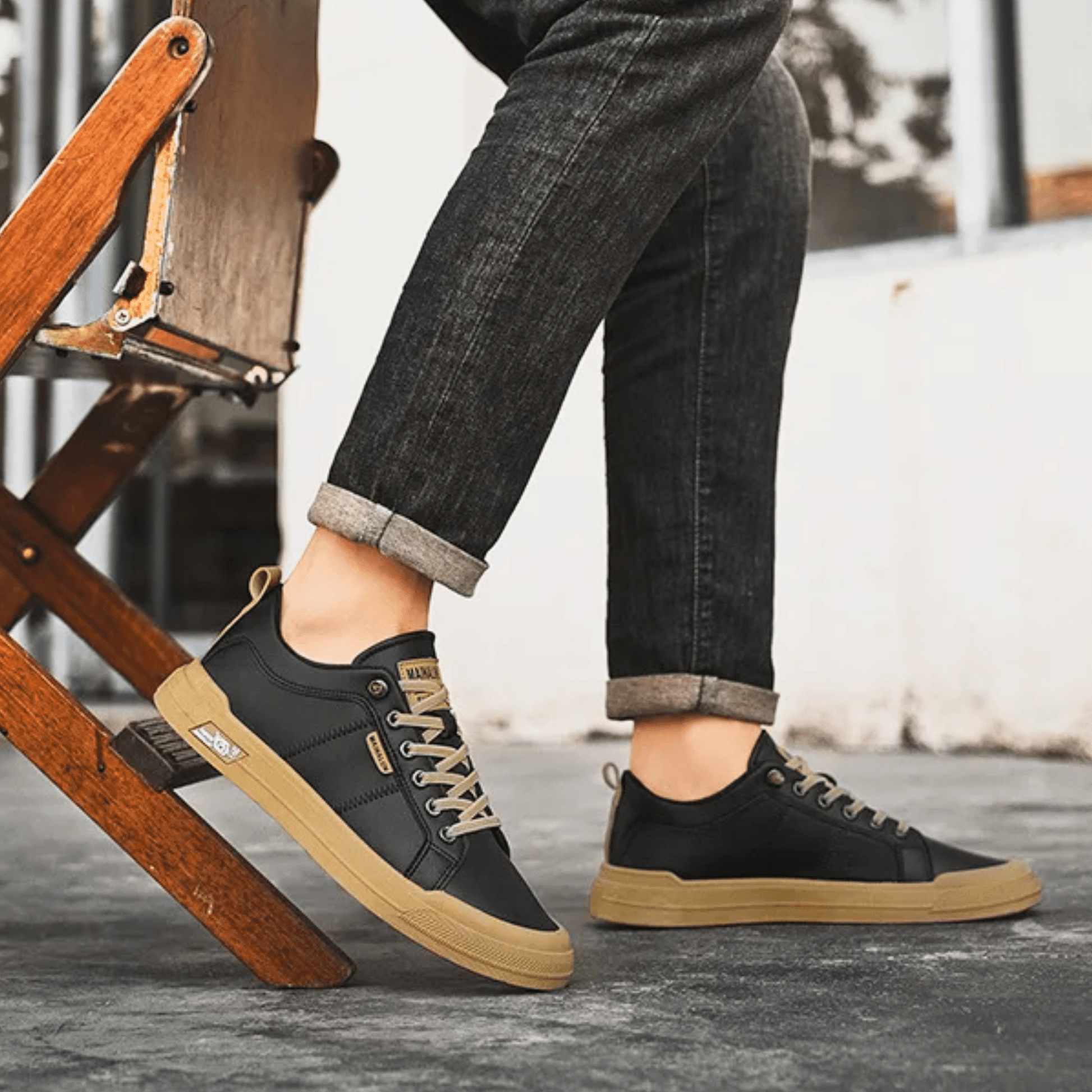 FILIPPO – Sneaker Uomo in Pelle Bianca con Dettagli Camel