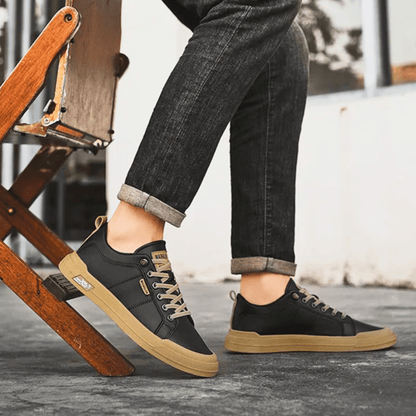 FILIPPO – Sneaker Uomo in Pelle Bianca con Dettagli Camel