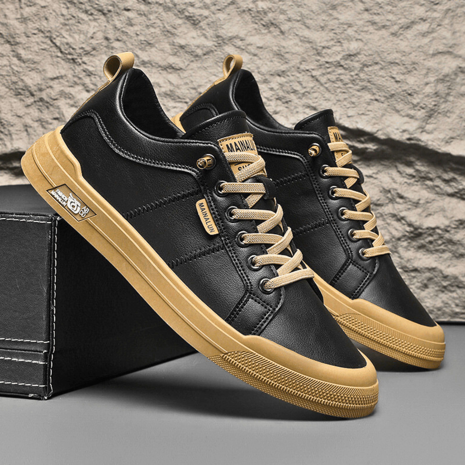 FILIPPO – Sneaker Uomo in Pelle Bianca con Dettagli Camel